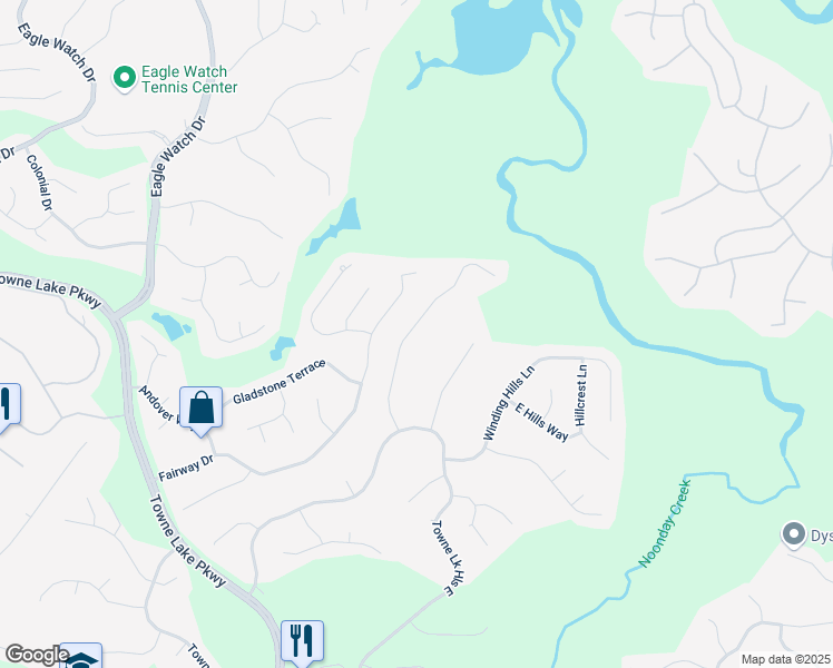 map of restaurants, bars, coffee shops, grocery stores, and more near 622 Goldpoint Trce in Woodstock