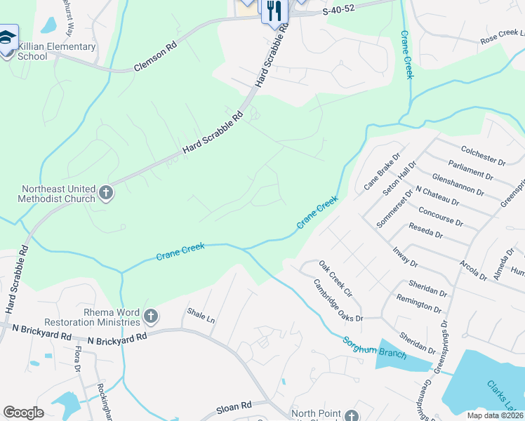 map of restaurants, bars, coffee shops, grocery stores, and more near 109 Tat Road in Columbia