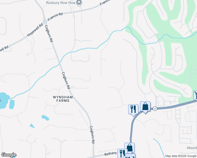 map of restaurants, bars, coffee shops, grocery stores, and more near 14635 Glencreek Way in Alpharetta