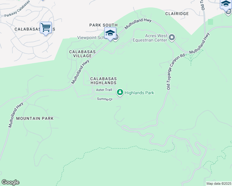 map of restaurants, bars, coffee shops, grocery stores, and more near 23550 Valley View Road in Calabasas