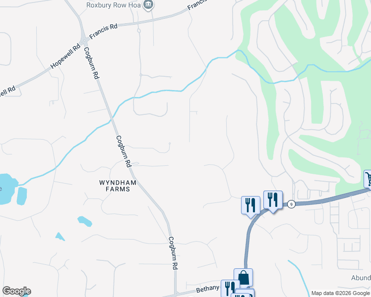map of restaurants, bars, coffee shops, grocery stores, and more near 14635 Glencreek Way in Alpharetta