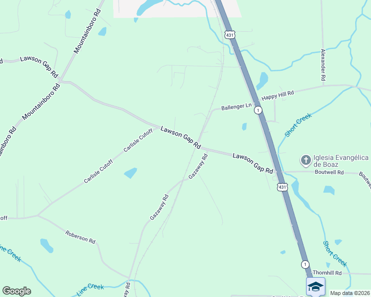 map of restaurants, bars, coffee shops, grocery stores, and more near 4320 Lawson Gap Road in Boaz
