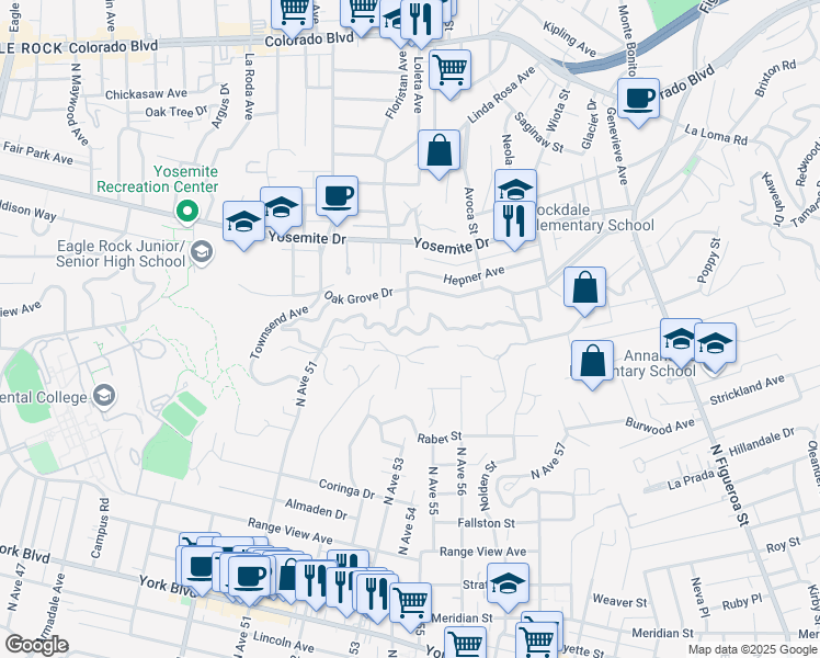 map of restaurants, bars, coffee shops, grocery stores, and more near 1506 Wildwood Drive in Los Angeles