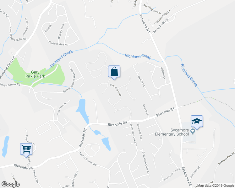 map of restaurants, bars, coffee shops, grocery stores, and more near 5742 Riverside Walk Drive Northeast in Sugar Hill