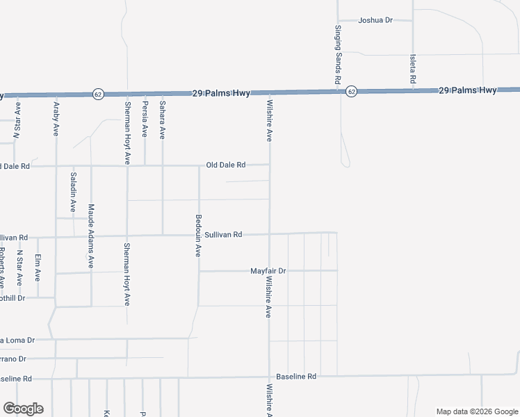 map of restaurants, bars, coffee shops, grocery stores, and more near 75301 Cottonwood Drive in Twentynine Palms