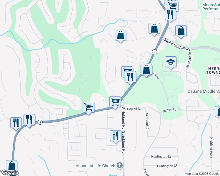 map of restaurants, bars, coffee shops, grocery stores, and more near 6525 Tulip Plantation Rd in Alpharetta