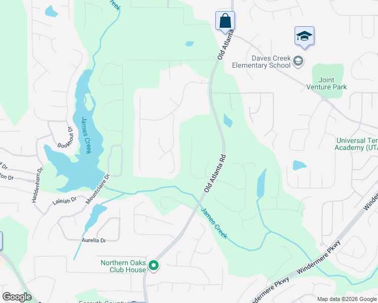 map of restaurants, bars, coffee shops, grocery stores, and more near 2435 Tillery Lane in Cumming