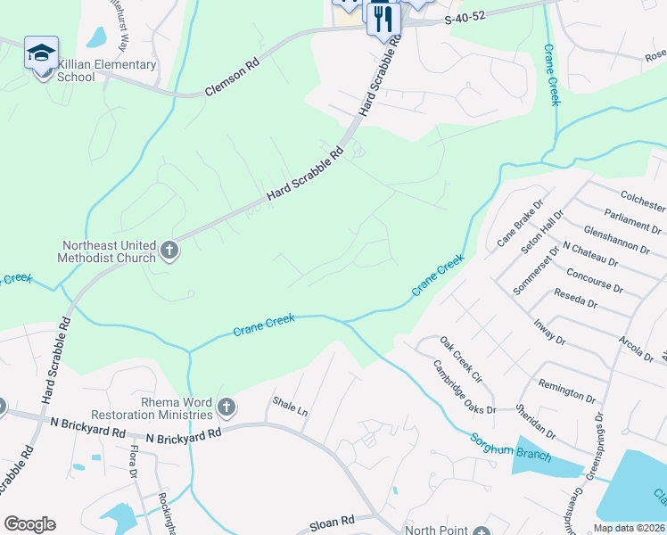 map of restaurants, bars, coffee shops, grocery stores, and more near 200 Tat Road in Columbia