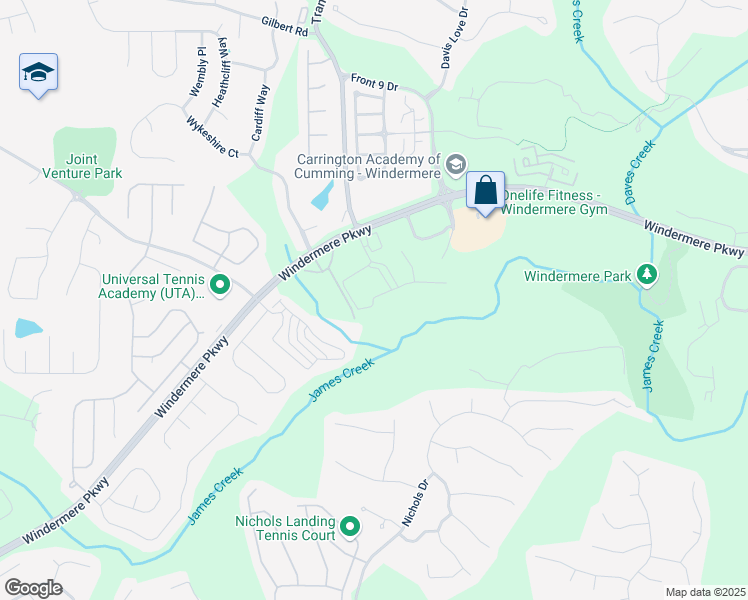 map of restaurants, bars, coffee shops, grocery stores, and more near 3215 John Trammel Road in Cumming