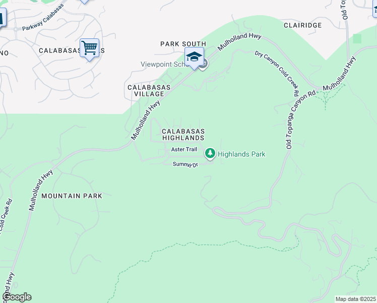 map of restaurants, bars, coffee shops, grocery stores, and more near 23640 Aster Trail in Calabasas