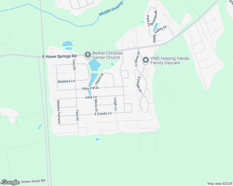map of restaurants, bars, coffee shops, grocery stores, and more near 3504 Leigh Lane in Florence
