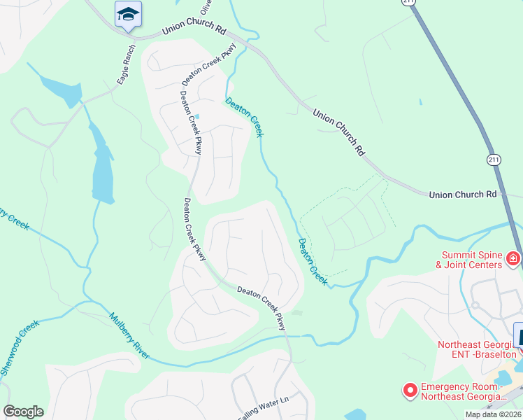 map of restaurants, bars, coffee shops, grocery stores, and more near 6403 Lantern Ridge in Hoschton