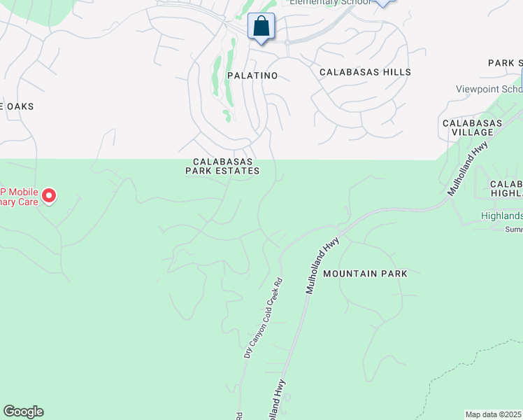 map of restaurants, bars, coffee shops, grocery stores, and more near 3420 Cordova Drive in Calabasas