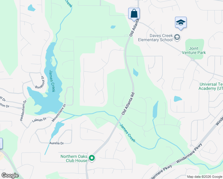 map of restaurants, bars, coffee shops, grocery stores, and more near 2182 Old Atlanta Road in Cumming