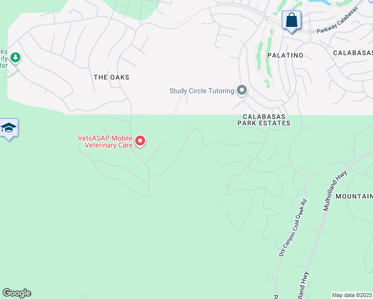 map of restaurants, bars, coffee shops, grocery stores, and more near 25242 Prado Del Grandioso in Calabasas