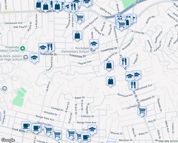 map of restaurants, bars, coffee shops, grocery stores, and more near 1333 Wildwood Drive in Los Angeles