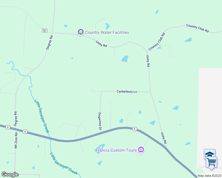 map of restaurants, bars, coffee shops, grocery stores, and more near 130 Canterbury Lane in Arkadelphia