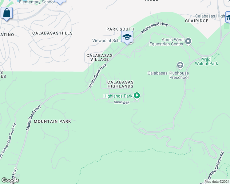 map of restaurants, bars, coffee shops, grocery stores, and more near 23671 Aster Trail in Calabasas