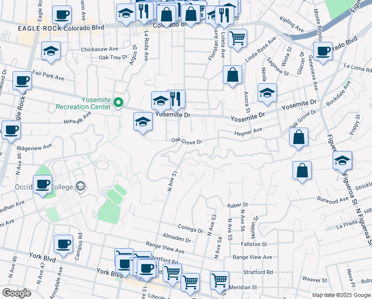 map of restaurants, bars, coffee shops, grocery stores, and more near 1571 Wildwood Drive in Los Angeles