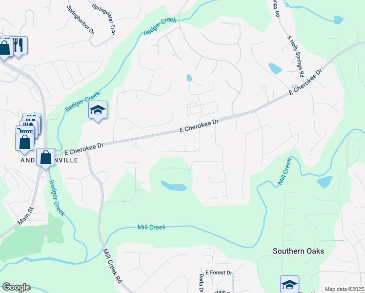 map of restaurants, bars, coffee shops, grocery stores, and more near 701 Navaho Court in Woodstock