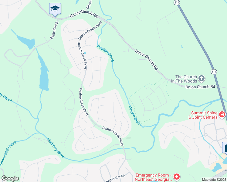 map of restaurants, bars, coffee shops, grocery stores, and more near 6249 Longleaf Drive in Hoschton
