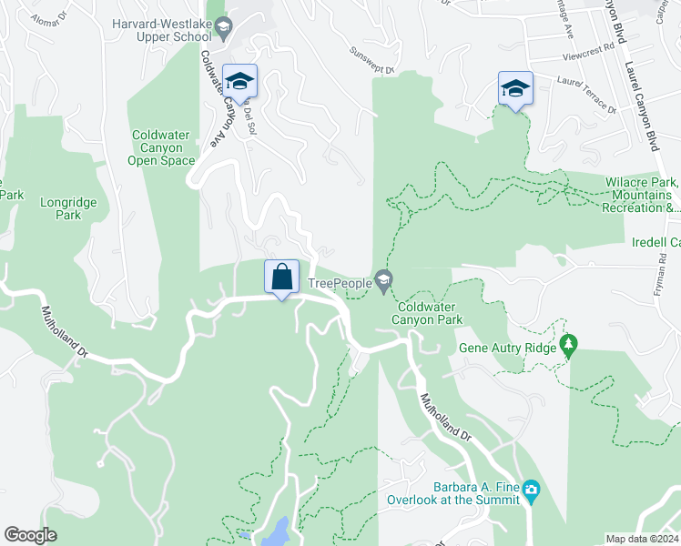 map of restaurants, bars, coffee shops, grocery stores, and more near 3140 Coldwater Canyon Avenue in Los Angeles