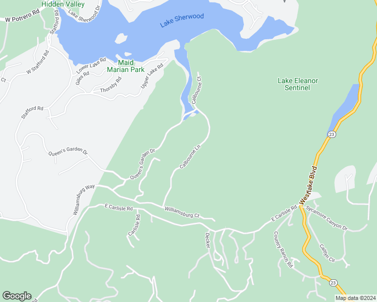 map of restaurants, bars, coffee shops, grocery stores, and more near 2775 Calbourne Lane in Westlake Village