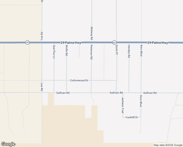 map of restaurants, bars, coffee shops, grocery stores, and more near Peterson Road in Twentynine Palms