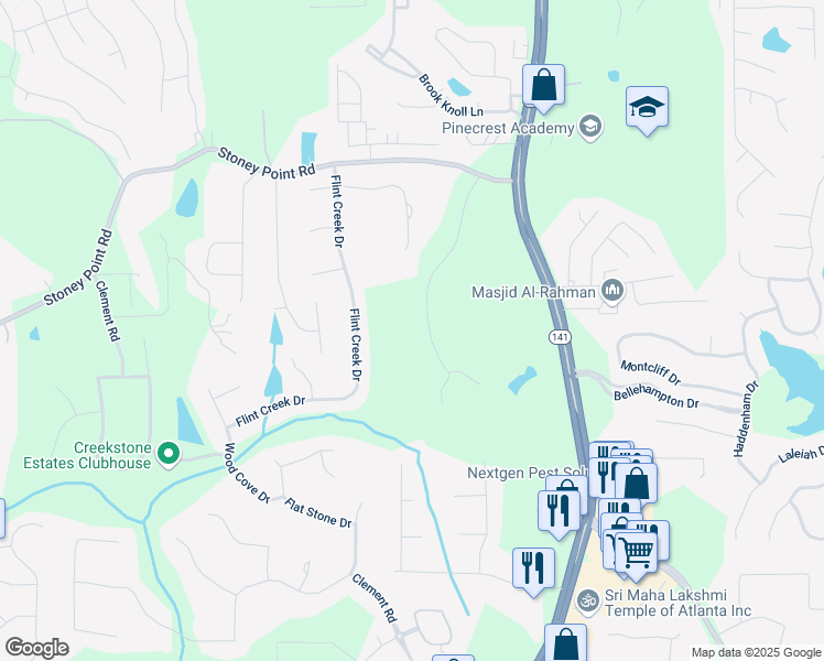 map of restaurants, bars, coffee shops, grocery stores, and more near 1400 Squire Lane in Cumming