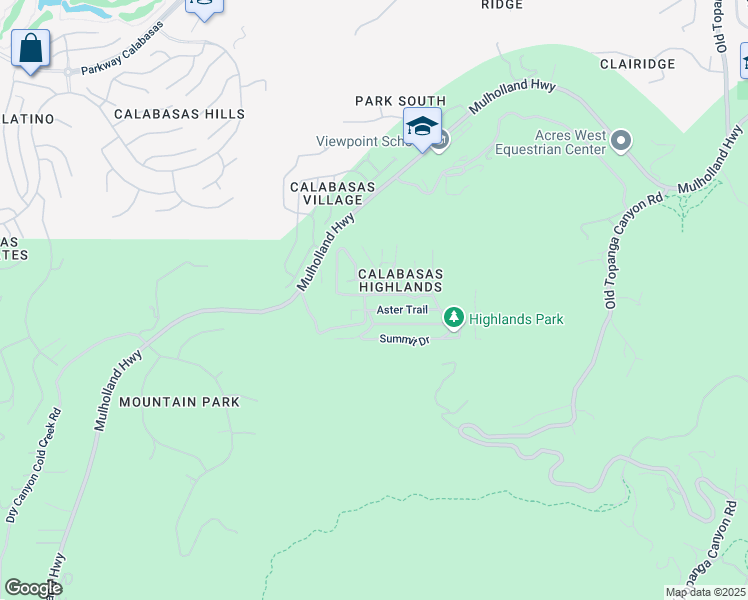 map of restaurants, bars, coffee shops, grocery stores, and more near 23684 Valley View Road in Calabasas