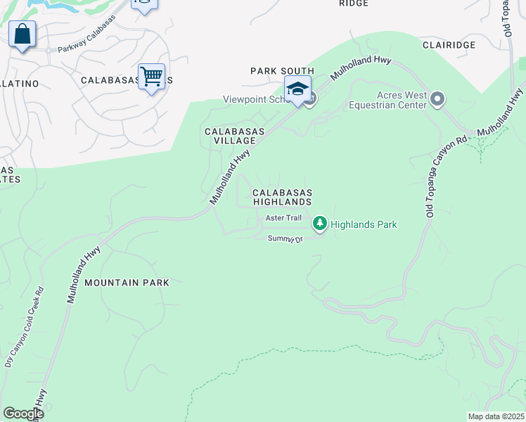 map of restaurants, bars, coffee shops, grocery stores, and more near 23684 Valley View Road in Calabasas