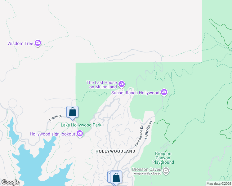 map of restaurants, bars, coffee shops, grocery stores, and more near 6113 Mulholland Highway in Los Angeles