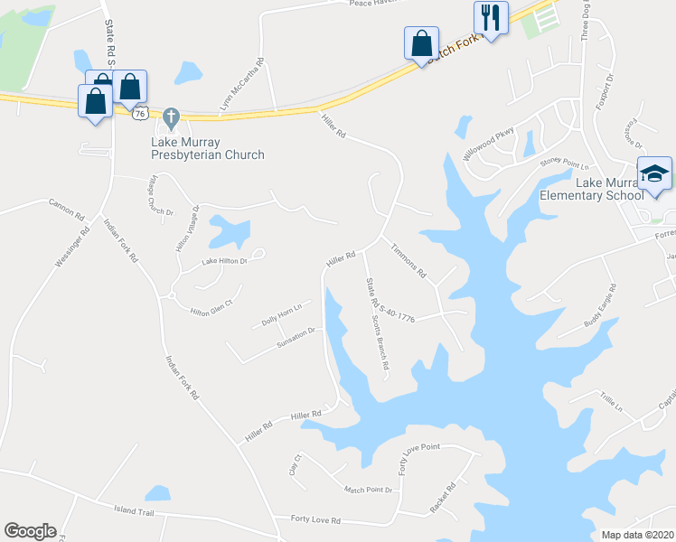map of restaurants, bars, coffee shops, grocery stores, and more near 411 Hiller Road in Chapin