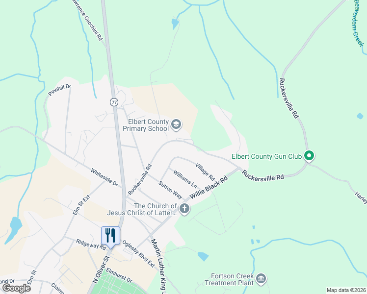 map of restaurants, bars, coffee shops, grocery stores, and more near 1093 Ruckersville Rd in Elberton