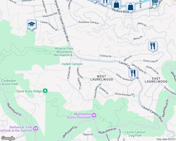 map of restaurants, bars, coffee shops, grocery stores, and more near 11671 Dona Alicia Place in Los Angeles