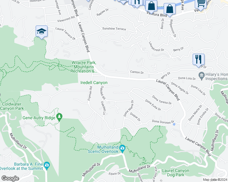 map of restaurants, bars, coffee shops, grocery stores, and more near 11671 Dona Alicia Place in Los Angeles