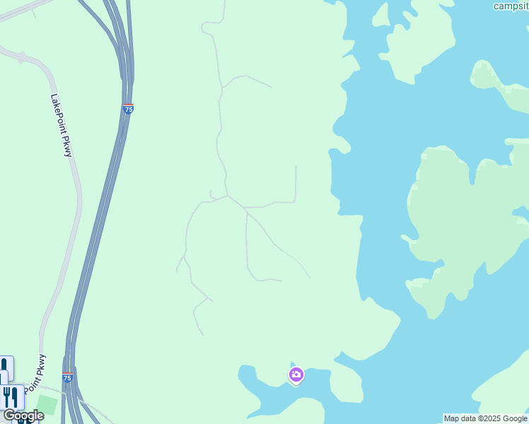 map of restaurants, bars, coffee shops, grocery stores, and more near 47 Waterside Drive Southeast in Cartersville