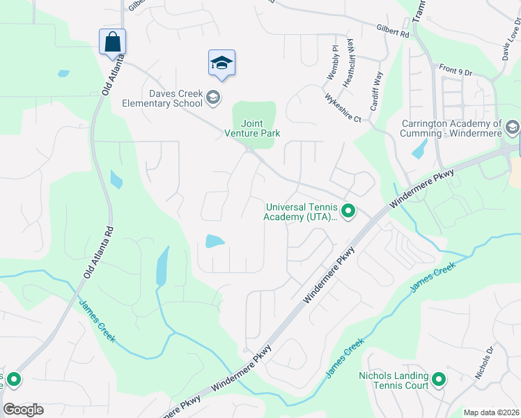 map of restaurants, bars, coffee shops, grocery stores, and more near 3860 Griffin Trail Way in Cumming