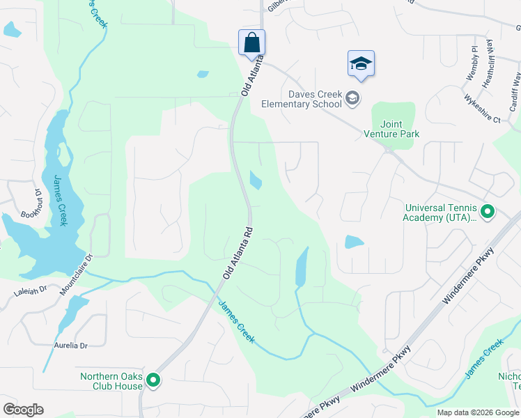map of restaurants, bars, coffee shops, grocery stores, and more near 2251 Old Atlanta Road in Cumming