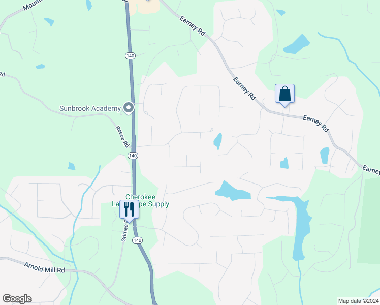 map of restaurants, bars, coffee shops, grocery stores, and more near 306 Jason Court in Woodstock