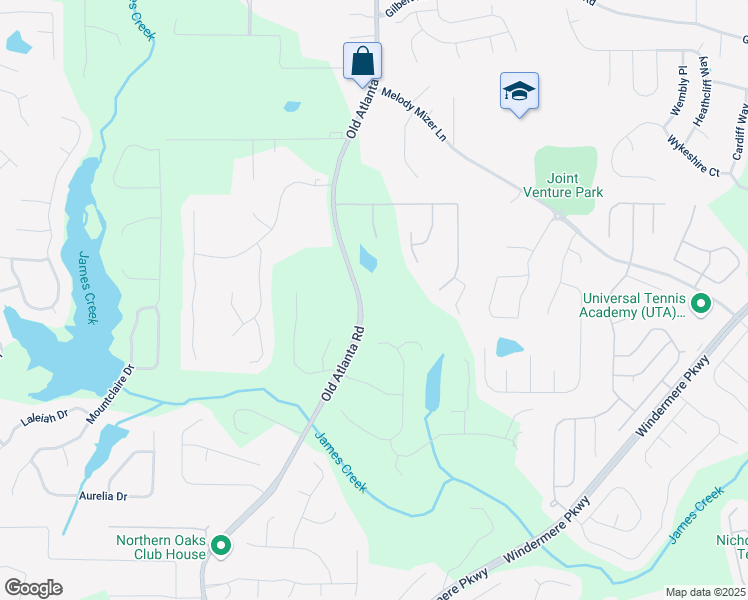map of restaurants, bars, coffee shops, grocery stores, and more near 2251 Old Atlanta Road in Cumming