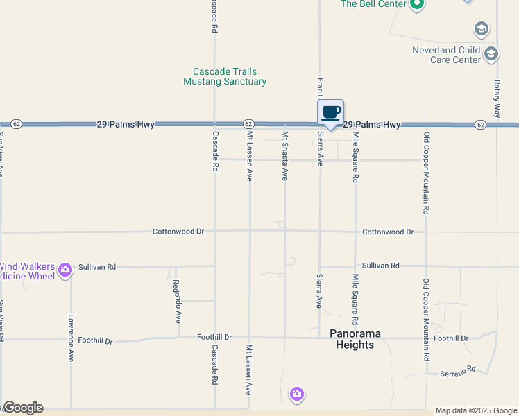 map of restaurants, bars, coffee shops, grocery stores, and more near 6735 Mount Lassen Avenue in Joshua Tree