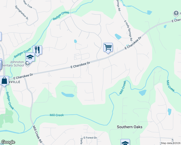 map of restaurants, bars, coffee shops, grocery stores, and more near 2007 Meadows Drive in Woodstock