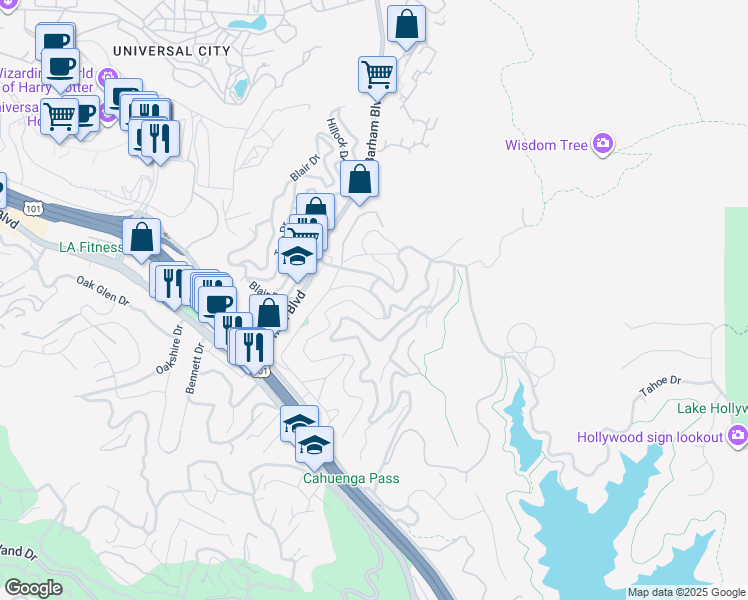 map of restaurants, bars, coffee shops, grocery stores, and more near 3125 Lindo Street in Los Angeles