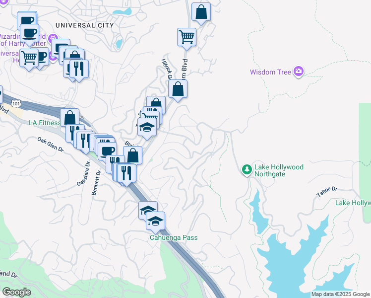 map of restaurants, bars, coffee shops, grocery stores, and more near 3125 Lindo Street in Los Angeles