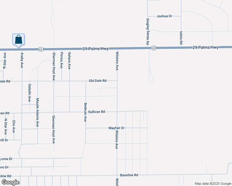 map of restaurants, bars, coffee shops, grocery stores, and more near 75270 Cottonwood Drive in Twentynine Palms
