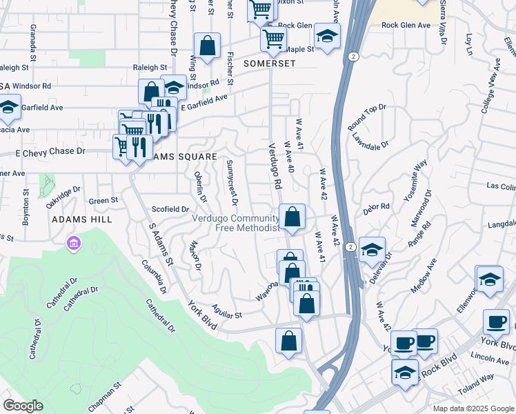 map of restaurants, bars, coffee shops, grocery stores, and more near 3246 Terzilla Place in Los Angeles