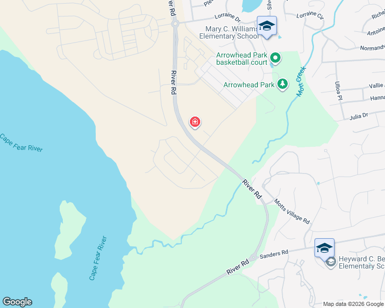 map of restaurants, bars, coffee shops, grocery stores, and more near River Road in Wilmington