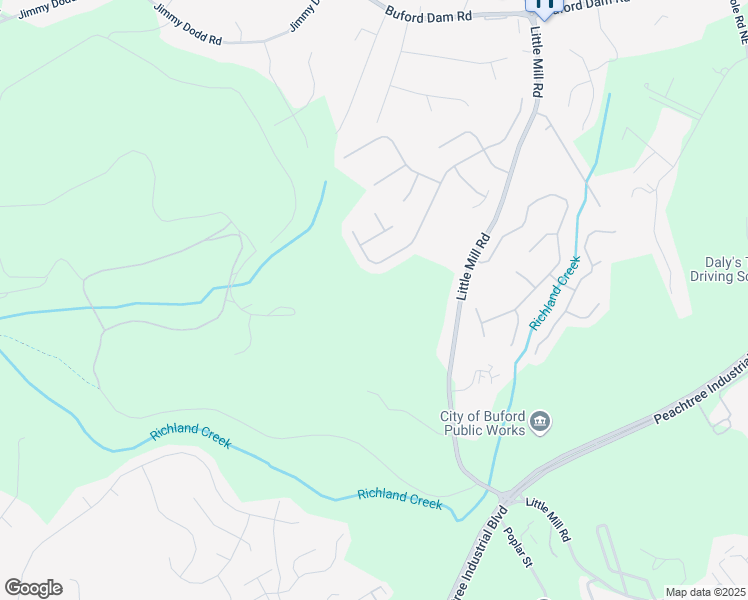 map of restaurants, bars, coffee shops, grocery stores, and more near 2273 Buford Town Drive in Buford
