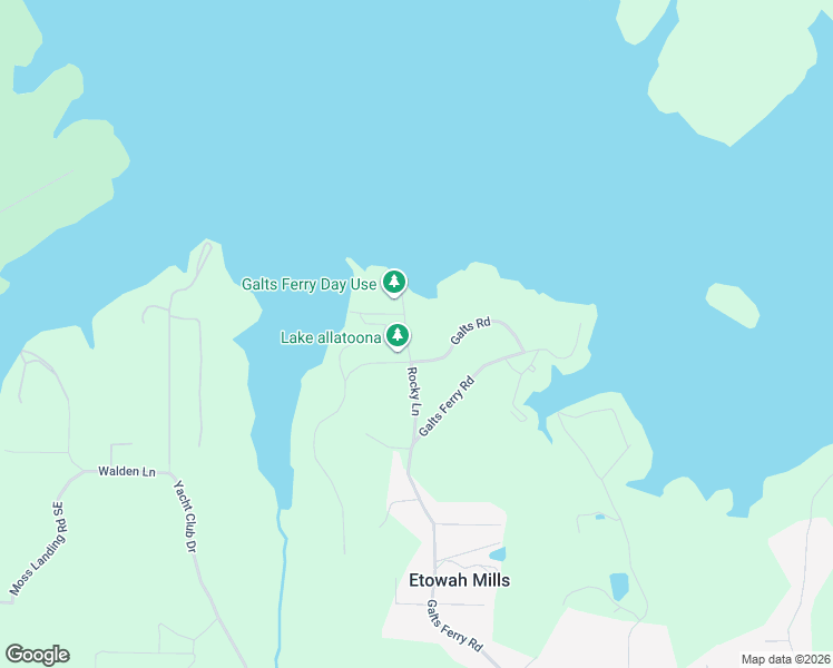 map of restaurants, bars, coffee shops, grocery stores, and more near 7262 Rocky Lane in Acworth